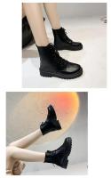 Botas Martin de tacón bajo con punta redonda para mujer, Botines de cuero con cordones delanteros, talla grande, Otoño e Invierno - details 6