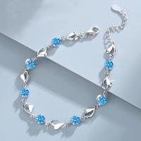 Pulsera de Plata Esterlina 925 en Forma de Corazón Brazalete de Cristal Azul Versátil - details 1