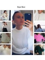 Mohair thicken turtleneck sweater autumn winter sweet lantern sleeve casual solid color pullover - details 0