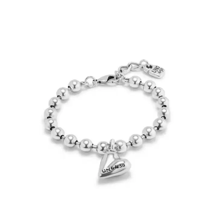 Unode50- Pulsera de amor, joyería para mujer, pulsera de corazón de melocotón con cuentas redondas - 1