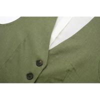 BUNO-Tops de lino lisos a la moda para mujer, chaleco sin mangas con cuello en V, chaleco informal elegante básico para mujer, trajes de negocios - details 16