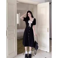Vestido Vintage de Talla Grande con Cuello Redondo y Lazo Vestido Adelgazante de Estilo Veraniego para Ocultar la Forma del Cuerpo con Diseño Elegante - details 7