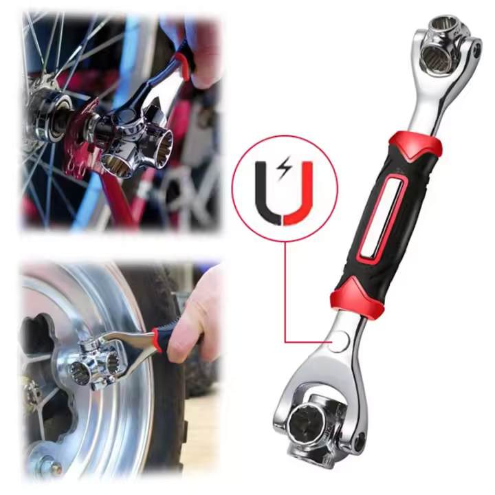 Llave de vaso universal de acero cromo vanadio, herramienta multifuncional con cabeza giratoria de 360 grados, 52 en 1 - 1