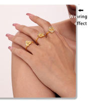 Elegante Anillo de Ovalado Recorte Placa Cubic Zirconia Anillo de Boda Mujeres Joyería Fina Metal Anillo de Acero Inoxidable - details 6
