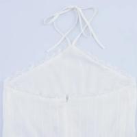 Vestido corto de playa con tirantes, cuello halter, espalda descubierta y decoración en capas PB&ZA2025, estilo veraniego para mujer. - details 9