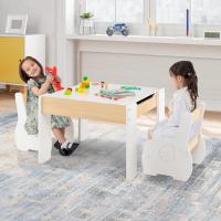 Juego de mesa y silla infantil 4 en 1, mesa infantil de madera con 2 sillas, manualidades, dibujo, lectura, mesa infantil con almacenamiento, pizarra desmontable para guardería (verde) - details 41