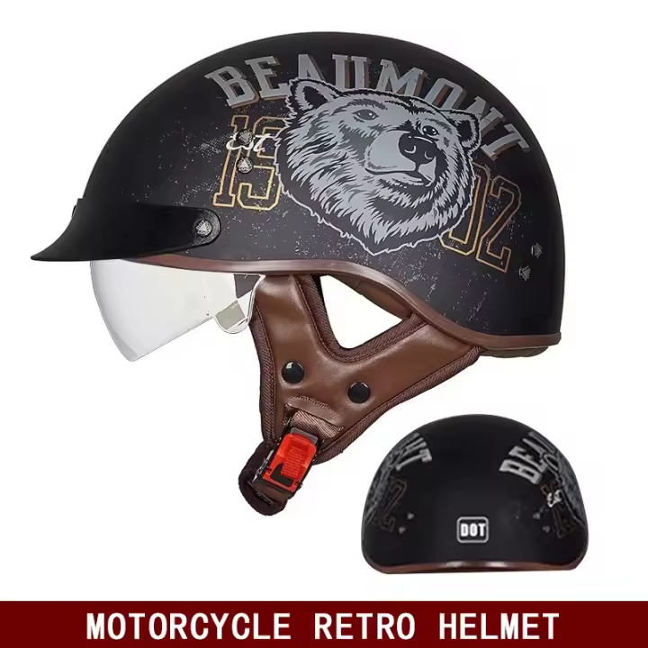 Cascos de moto vintage para hombre y mujer, cascos de moto cruiser, cascos de moto eléctricos de verano - 1