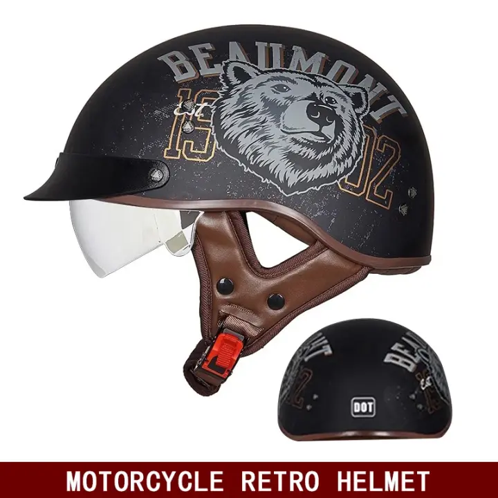 Cascos de moto vintage para hombre y mujer, cascos de moto cruiser, cascos de moto eléctricos de verano - 1