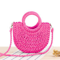 2025 nuevo estilo simple popular bolsa tejida de cuerda de papel semicircular bolsa tejida a mano de playa bolsa de mujer de vacaciones - details 7