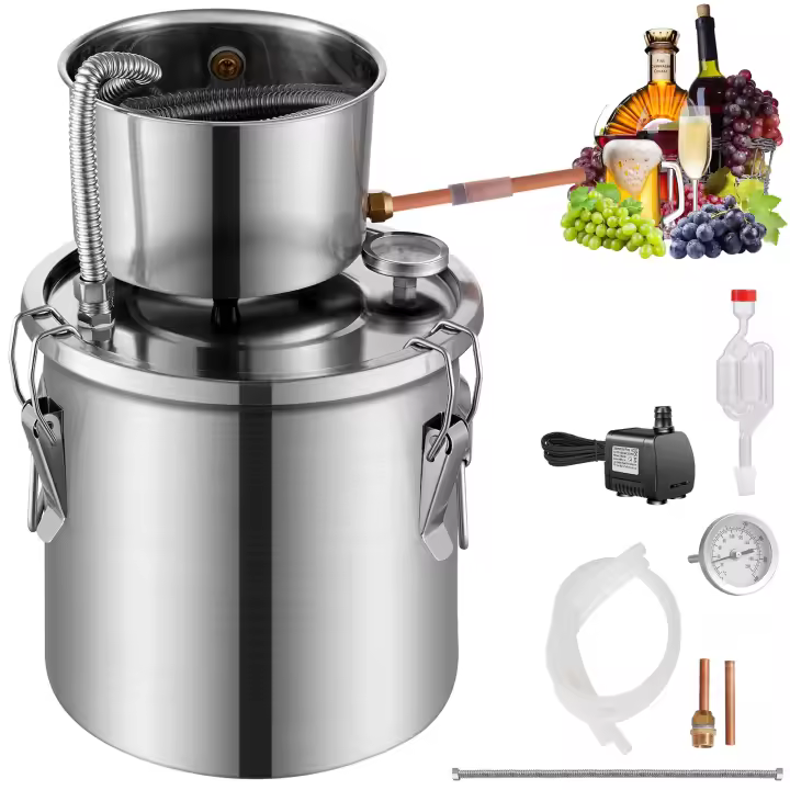 SucceBuy Moonshine Destilador de alcohol de agua quieta 3 galones con bomba de agua de acero inoxidable - 1