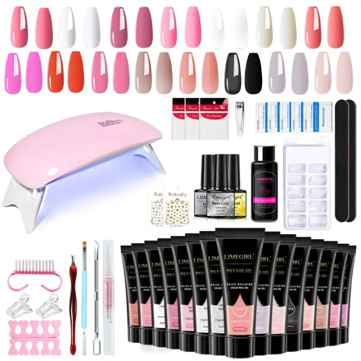 Kit de extensión de uñas de polietileno, Gel de gelatina transparente, rosa, Nude, adecuado para Nail Art, Kit de iniciación - 1