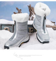 Botas de nieve impermeables con cremallera para mujer, botines cálidos de felpa, de algodón, de alta calidad, para exteriores, Invierno - details 20