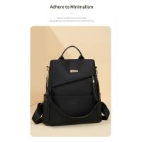 Mochila Antirrobo para Mujer - Elegant Bolso de Viaje y Comunicación de Nylon Bicolor with Correas Ajustables, Gran Capacidad, Diseño Blanco y Marrónes, Herrajes en Tono Dorado, Mochipa para Viajes - details 3