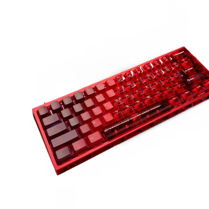 Llama roja dragón tecla PBT sublimación de cinco lados + PC transparente doble hechizo rojo transparente adecuado para teclado mecánico eje magnético (teclado no incluido) - 1