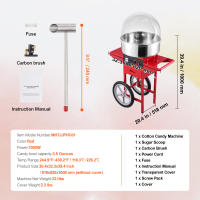 SucceBuy Máquina eléctrica de algodón de azúcar, máquina para hacer algodón de azúcar con tazón de acero inoxidable, tapa, cuchara para azúcar - details 9
