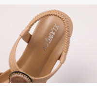 Sandalias romanas de estilo étnico bohemio para mujer, verano, nuevas sandalias retro de punta abierta con cuentas de strass para viajes - details 4