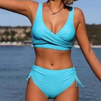 Conjunto de Bikini de 2 Piezas para Mujer Traje de Baño Sin Mangas con Cuello en V y Cintura Alta - details 4
