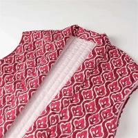 Chaleco de dos tonos sin botones corto con estampado de líneas holgadas y mangas informales para mujer nueva moda 2024 - details 6