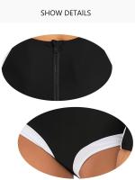 Traje de baño de una pieza con mangas largas y detalles de colores contrastantes, traje de surf y buceo de corte alto con - details 9