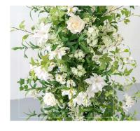 Fondo de alta calidad, decoración de flores de cuerno, hoja Floral Artificial de seda, flores de arco de boda verdes y blancas - details 7