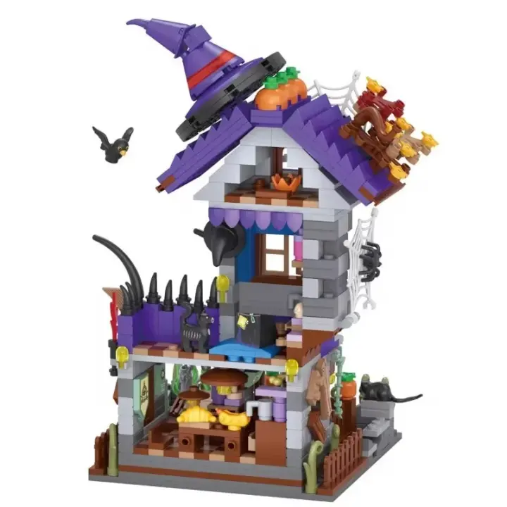 Halloween Creative Building Blocks Game, Halloween Hut, Ghost House, Pumpkin House, Decorative Brick Set, Toys, Birthday Party G - 1
