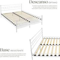 Cama de Boda de Acero Robusto Estructura de Acero con Somier de Láminas de Madera - details 18