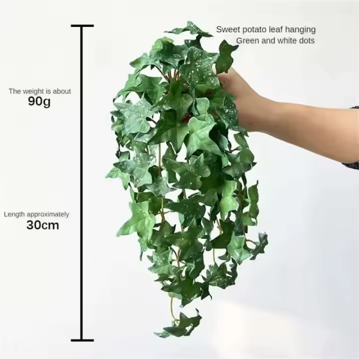 Mechones artificiales suaves, hojas de árboles tropicales de plantas verdes, hojas de hierba de la suerte para bonsái doméstico, nuevo - 1
