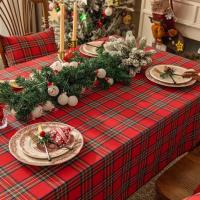 Mantel Elegante de Cuadros Vintage Rojo Verde para Navidad Cubierta de Mesa de Comedor para Hogar y Decoración - details 3