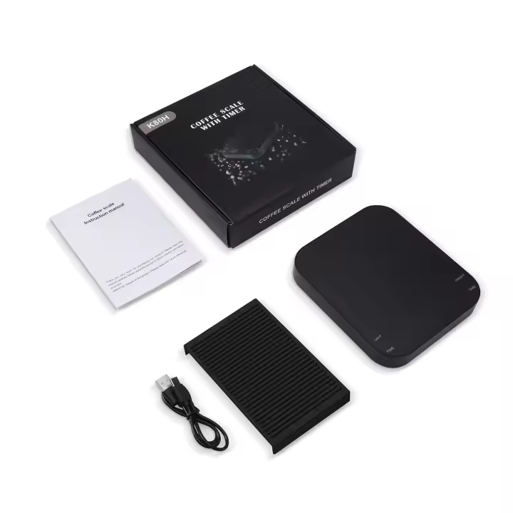 ORIA Báscula Digital de Café, Báscula de Cocina Recargable,3Kg/0,1g con Pantalla LED Grande, Temporizador, Resistente al Agua, Tara, g/oz/ml, Báscula Multifuncional de Precisión para Hogar, Hornear - 1