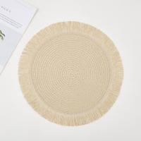 Mantel de Papel Tejido Minimalista con Flecos Posavasos Decorativos para Mesa de Cena Redondo con Aislamiento Térmico - details 0
