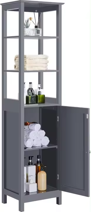Mueble Auxiliar de Baño 40x32x160cm Armario Baño y Estrecho con 3 Estantes Abiertos Estanteria Estrecha Blanco - 1