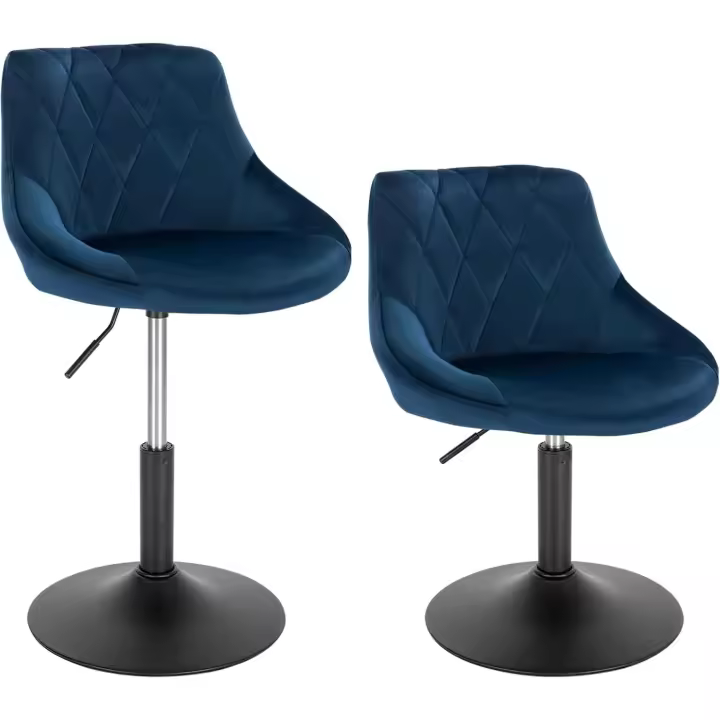 2X Taburete de Bar con Respaldo Terciopelo Taburetes Alto Cocina Regulable en Altura Taburete Giratorio Peluquería Sillas Bar Taburete de Escritorio Azul BH242bl-2 - 1