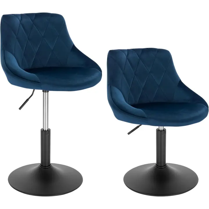 2X Taburete de Bar con Respaldo Terciopelo Taburetes Alto Cocina Regulable en Altura Taburete Giratorio Peluquería Sillas Bar Taburete de Escritorio Azul BH242bl-2 - 1
