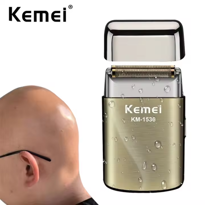 Kemei-afeitadora profesional de barbero para hombre, máquina de afeitar eléctrica sin cable para cabeza calva, afeitadora suave, recortadora de barba - 1