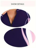 Traje de baño de una pieza para mujer, traje de baño de manga larga con protección solar con cremallera, traje de neopreno para mujer - details 6