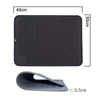Alfombrilla de silicona para secado de platos, alfombrilla antideslizante para secado de platos, resistente al calor, color negro, 1 piezas - details 1