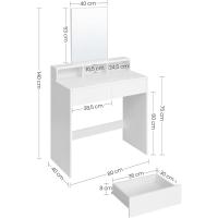 Mesa de Maquillaje con Espejo Grande, Gabinete con 2 Cajones y 3 Compartimentos, Estilo Moderno, Blanco - details 5