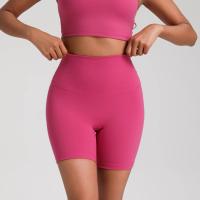 Color sólido mujeres Fitness deportes corto cintura alta Yoga pierna corta ciclismo entrenamiento integral Jog Squat prueba bolsillo interno - details 2