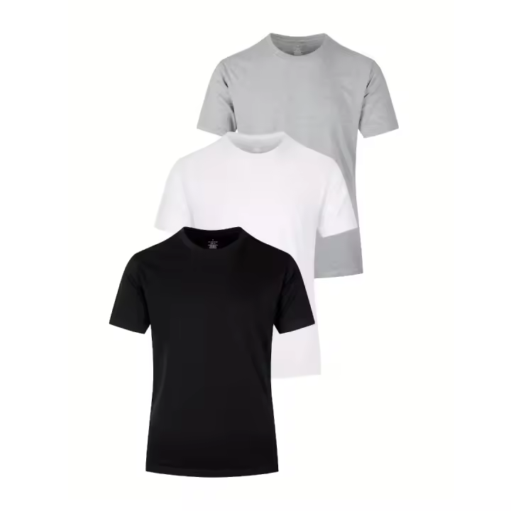 Camiseta de Manga Redonda para Hombres de Algodón Talla 2XL Cómoda Para Primavera/Verano - 1