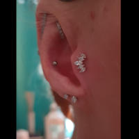 2 uds corona de circonia cúbica tragus stud piercing conch, stud de cartílago de hélice pendiente de cristal joyas oído perforación 16g de acero inoxidable - details 5