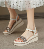 Sandalias de cuña para mujer, novedad de verano 2025, zapatos de mujer de una sola tira con suela gruesa, zapatos de plataforma de moda estilo hada - details 1
