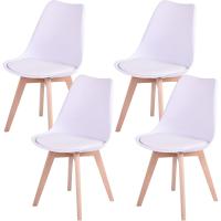 Sillas de ComedorBasic - Pack de 4 Sillas Nórdicas en Blanco, Negro y Gris con Asiento Tapizado y Patas de Madera de Haya Maciza (Negro) - details 9