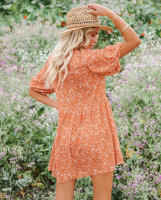 Vestido de gasa con estampado Floral para mujer, Vestido largo de verano con manga de mariposa, cintura alta - details 8