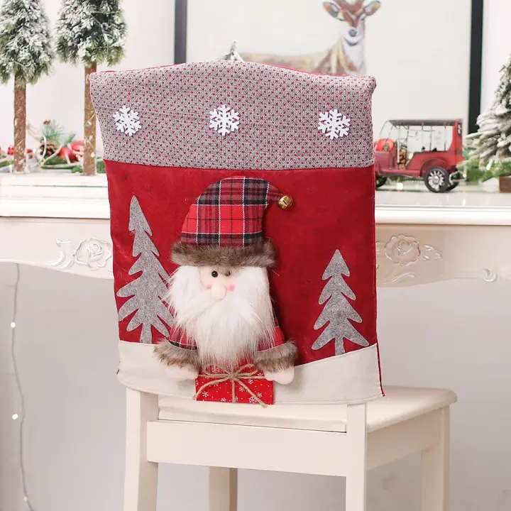 Funda de Silla de Navidad Funda de Asiento de Cena con Dibujos Animados en 3D - 1