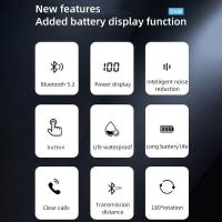 Auriculares inalámbricos con Bluetooth 5,2, dispositivo de audio giratorio de 180 °, con cancelación de ruido, pantalla LED, modo de espera largo, con micrófono, para música, para todos los teléfonos inteligentes - details 9