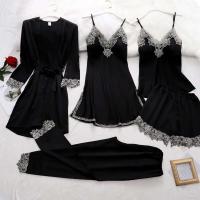 5 Unids/set Tre seda mujer Ence satén cuello en V ropa de dormir de primavera para el hogar - details 3
