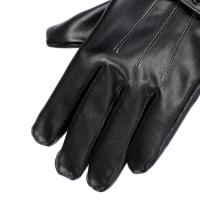 Guantes Térmicos de cuero para hombre, manoplas de dedo completo, impermeables, a prueba de viento, pantalla táctil, color negro y marrón, Invierno - details 3