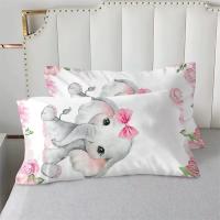 Juego de Ropa de Cama con Elefante y Flores para Bebé Animal de Dibujos Animados Lindo Cubierta de Edredón de Giraffe para Niñas y Niños - details 1