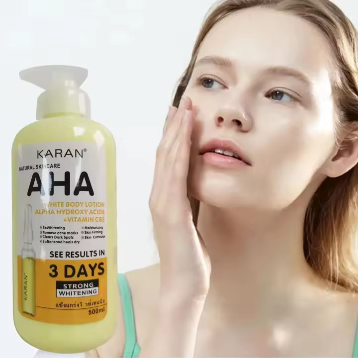 Crema corporal blanqueadora de 500ml, hidroxiácidos, vitamina C y E, loción corporal aclarante hidratante, cuidado de la piel, elimina las marcas de acné - 1