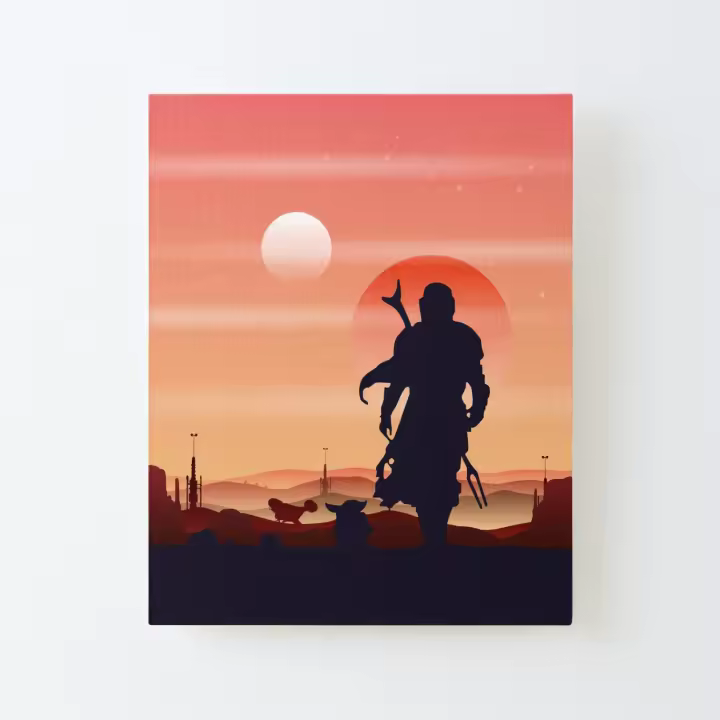 Paisaje de Mando Tatooine Lámina artística Lienzo Impreso Marco de Kit DIY 40x50cm - 1